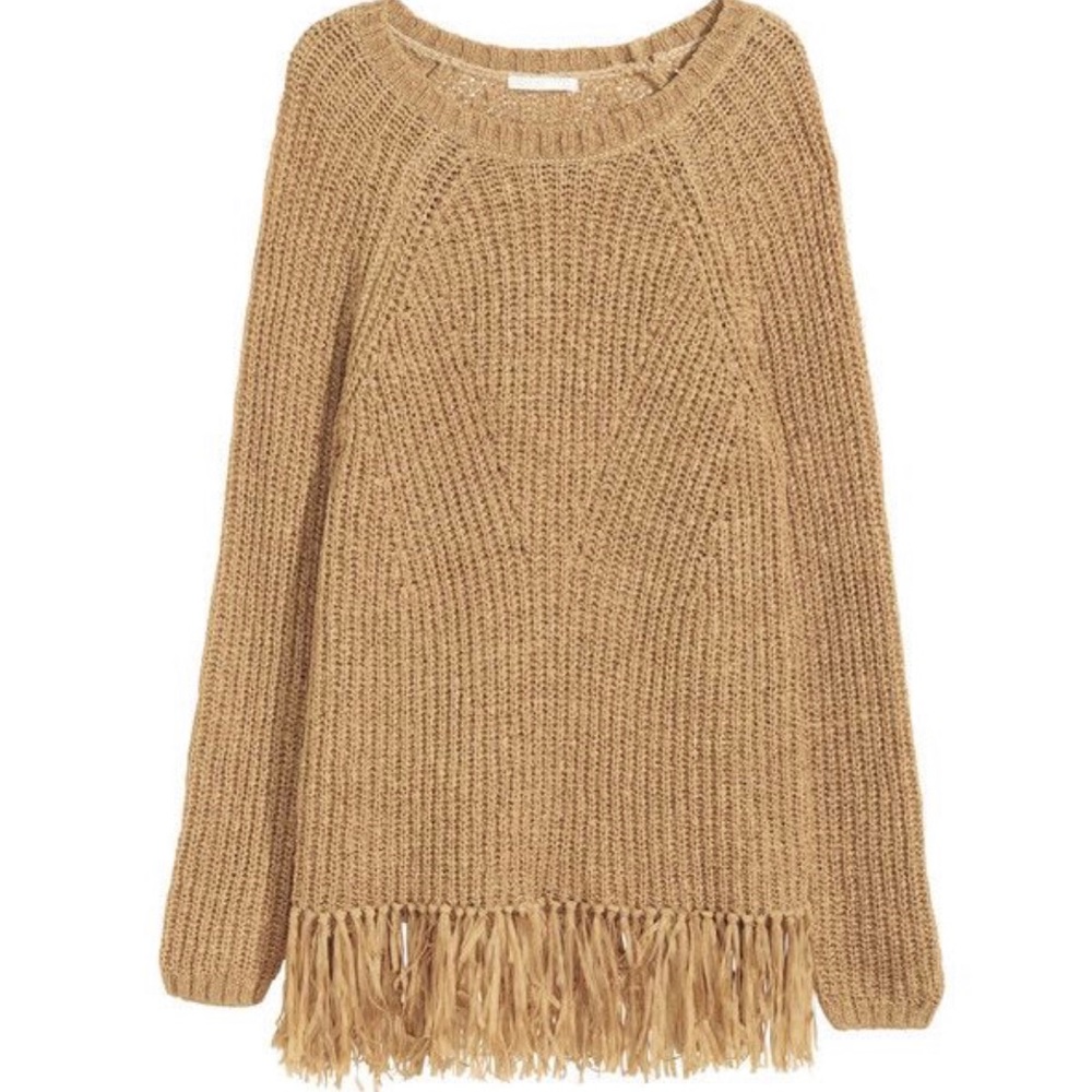 H&M | Large Caramel Fringe Sweater